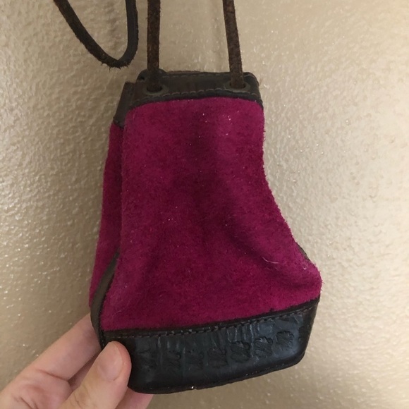 Mini Pink Suede Crossbody Bag - Picture 3 of 5